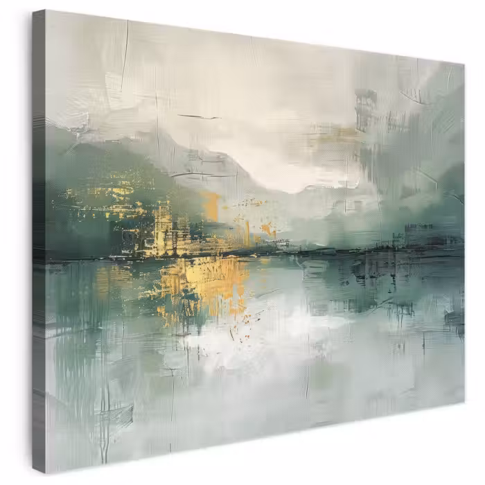 Leinwandbild - Grün - Modern - Abstrakt - Gold