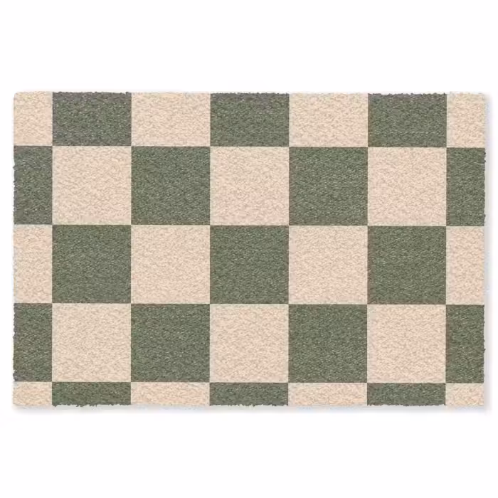 Fußmatte - Schachbrettmuster - Grün - Beige - Blöcke