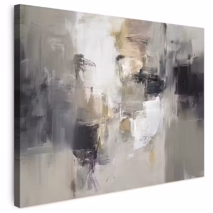 Leinwandbild - Farbpalette - Pinselstriche - Beige - Neblig