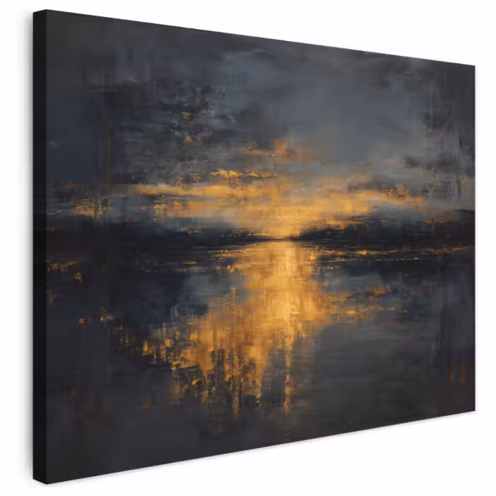 Leinwandbild - Goldene Reflexion auf dem Wasser