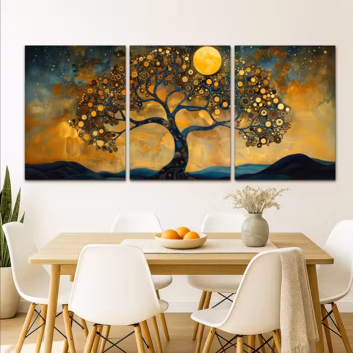 Leinwandbild - 3-teilig - Baum - Gelb - Abstrakt - Modern