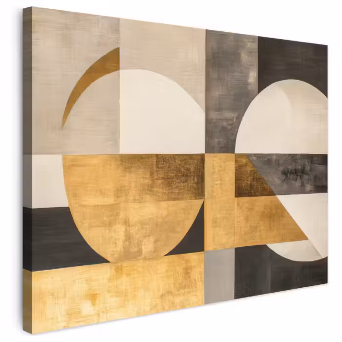 Leinwandbild - Abstrakt - Gold - Grau - Formen - Geometrisch