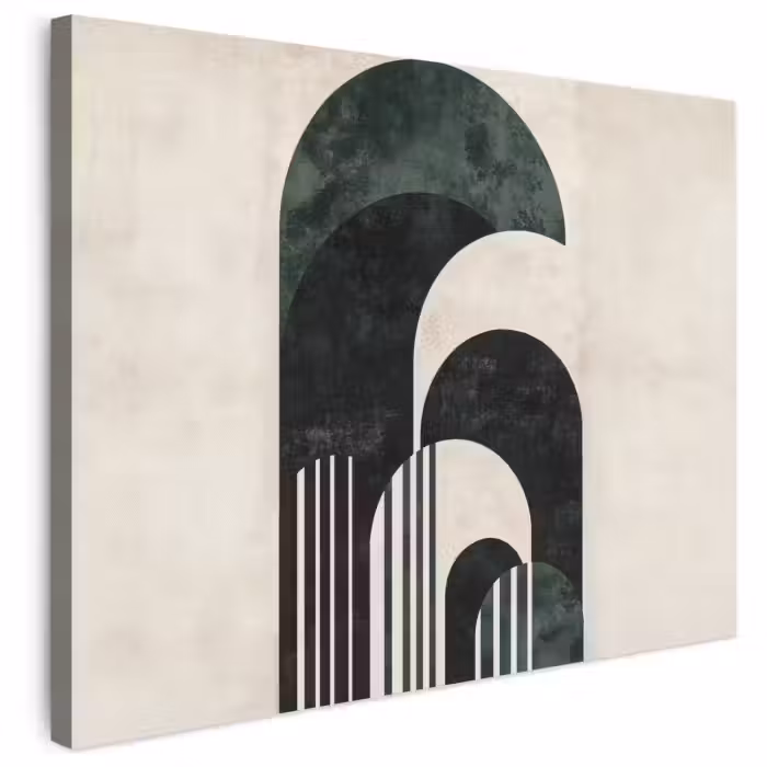 Leinwandbild - Bögen - Dunkelgrün - Linien