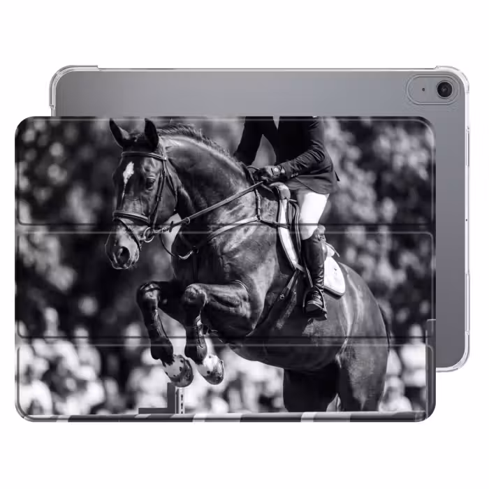 iPad-Hülle - Springen - Pferd - Schwarz - Weiß