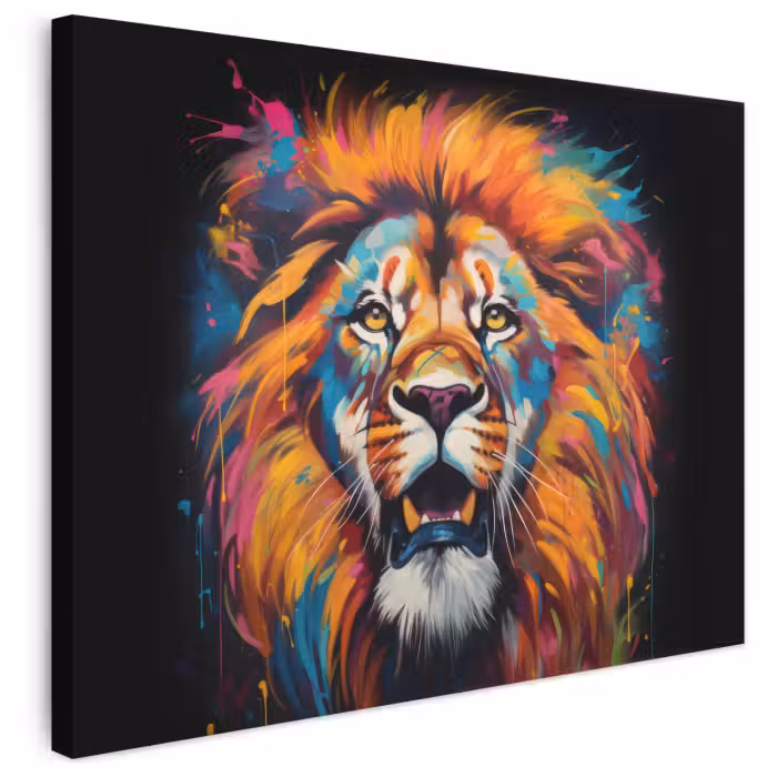 Leinwandbild - Löwe - Graffiti - Tiere - Schwarz