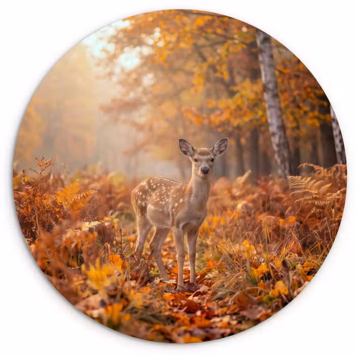 Glasbild Rund - Hirsch – Herbst – Tiere