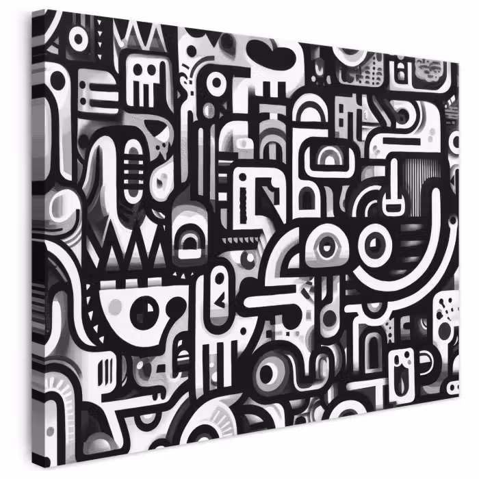 Leinwandbild - Symbole - Abstrakt - Grafik - Schwarz