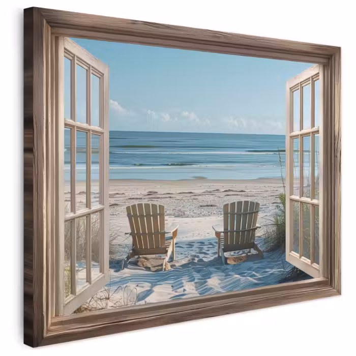 Leinwandbild - Durchsichtig - Strandkörbe - Dünen - Meer - Natur