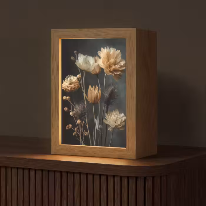 Tischlampe - Blumenstrauß - Blumen - Licht - Schwarz