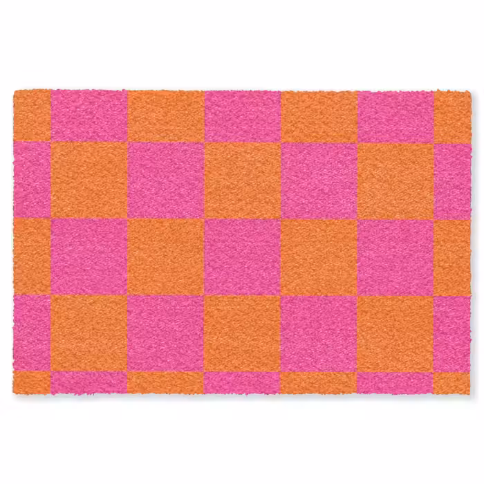 Fußmatte - Schachbrettmuster - Orange - Rosa - Blöcke