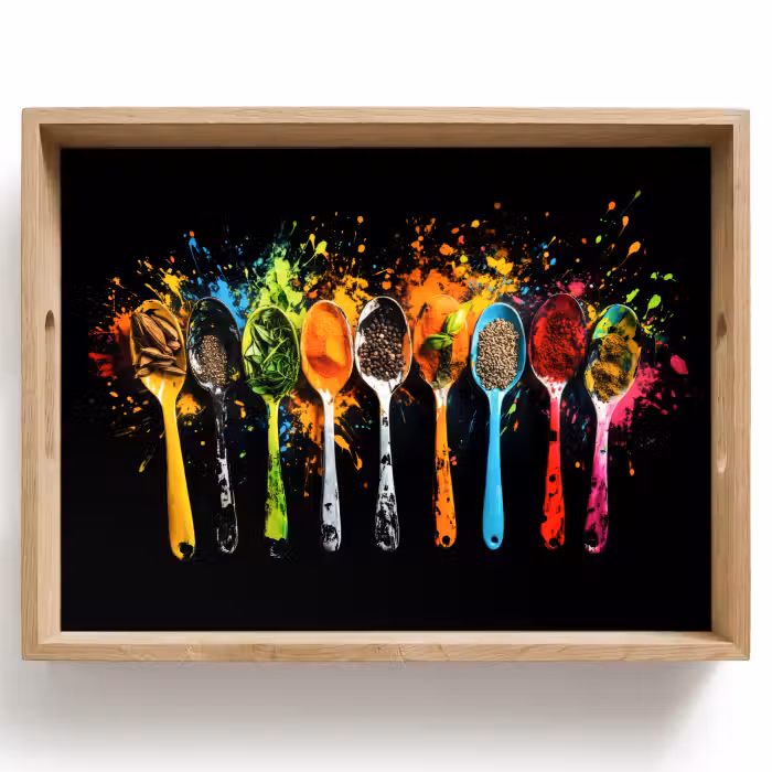 Tablett - Löffel - Gewürze - Modern - Graffiti - Farbe - Farbenfroh