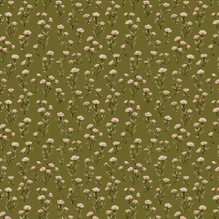 Tapete - Rustikal - Blumen - Grün