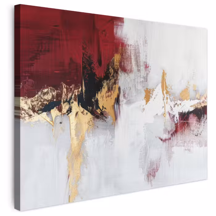 Leinwandbild - Rot - Marmor - Abstrakt - Gold - Modern