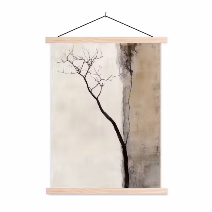 Stoffbild - Wabi sabi - Pflanze - Beige
