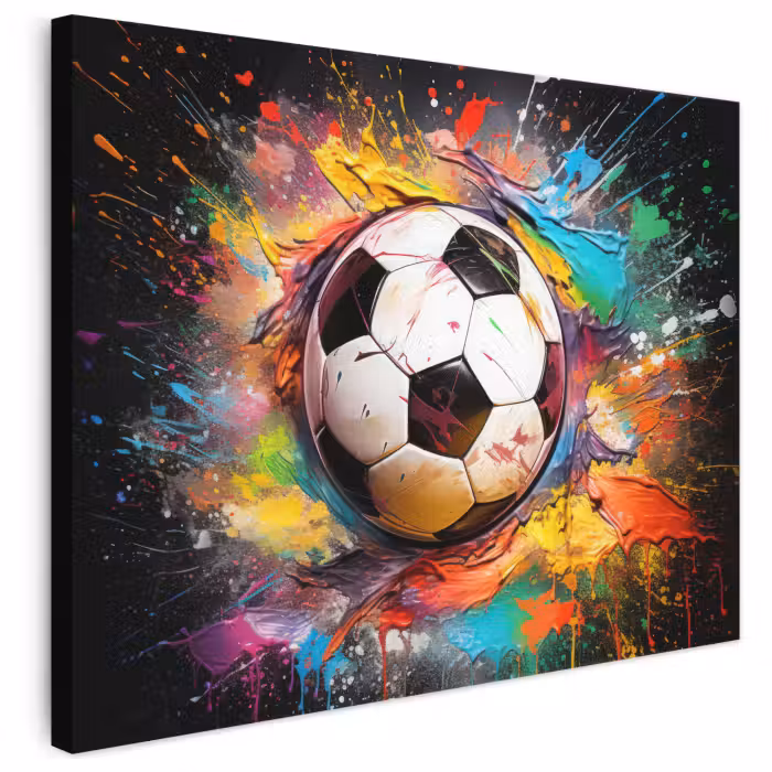 Leinwandbild - Fußball - Farbe - Farben - Schwarz - Weiß