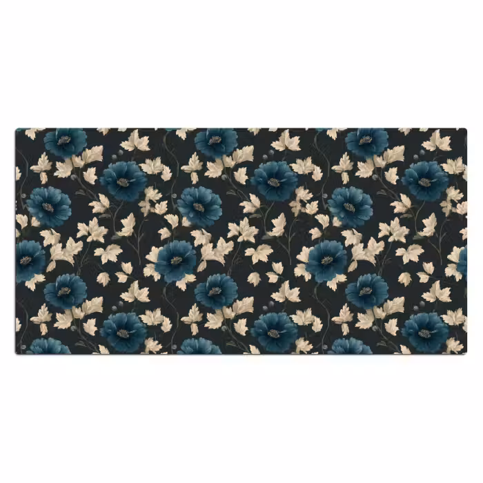Schreibtischunterlage - Botanisch - Blumen - Blau