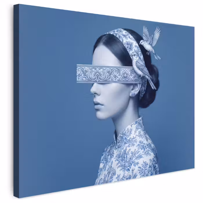 Leinwandbild - Hochformat - Klassisch - Weiß - Blau