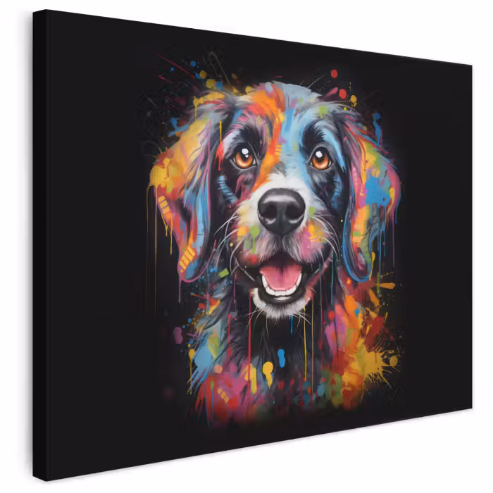 Leinwandbild - Graffiti - Hund - Schwarz - Farben