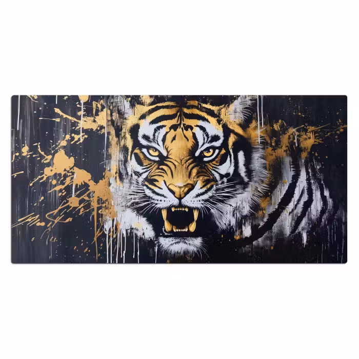 Schreibtischunterlage - Tiger - Farbspritzer - Gold