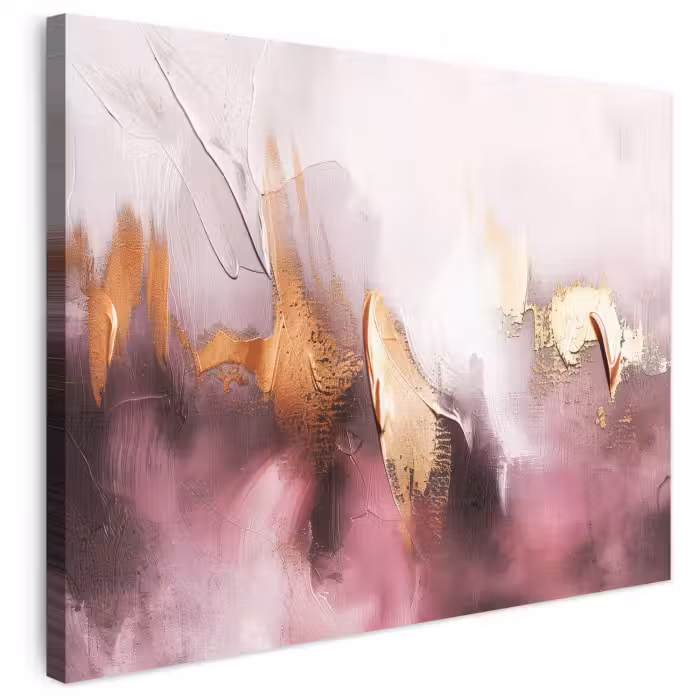 Leinwandbild - Aquarell - Gold - Rosa - Abstrakt - Kunst