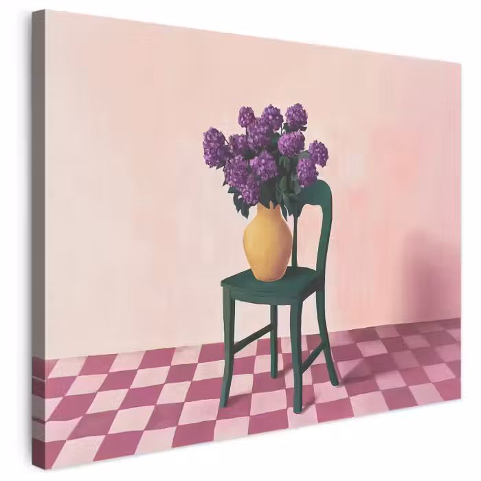 Leinwandbild - Stuhl - Vase - Blumen - Blockiert