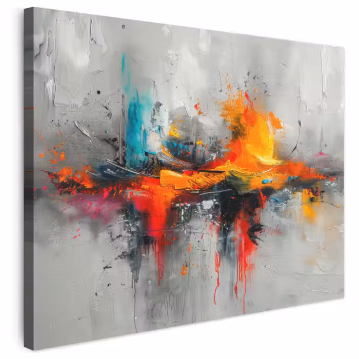 Leinwandbild - Moderne Kunst - Orange - Grau - Abstrakt