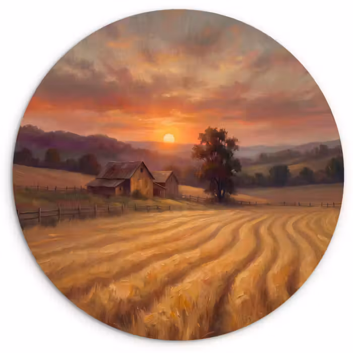 Glasbild Rund - Landschaft – Sonnenuntergang – Natur