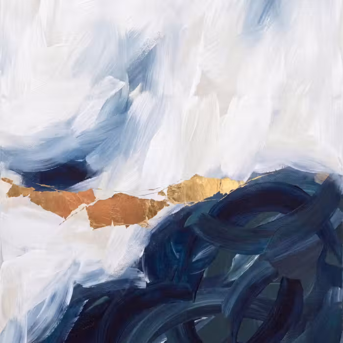Tapete - Abstrakt - Acryl - Blau - Gold - Elegant
