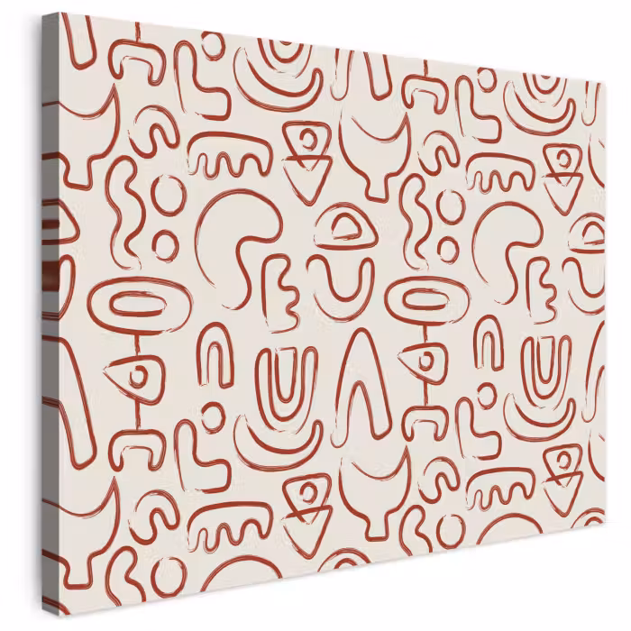 Leinwandbild - Beige - Formen - Rot - Muster