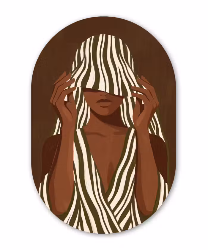 Glasbild Oval - Frau – Schnittmuster – Grün