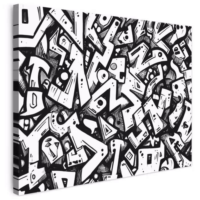 Leinwandbild - Formen - Buchstaben - Graffiti - Schwarz