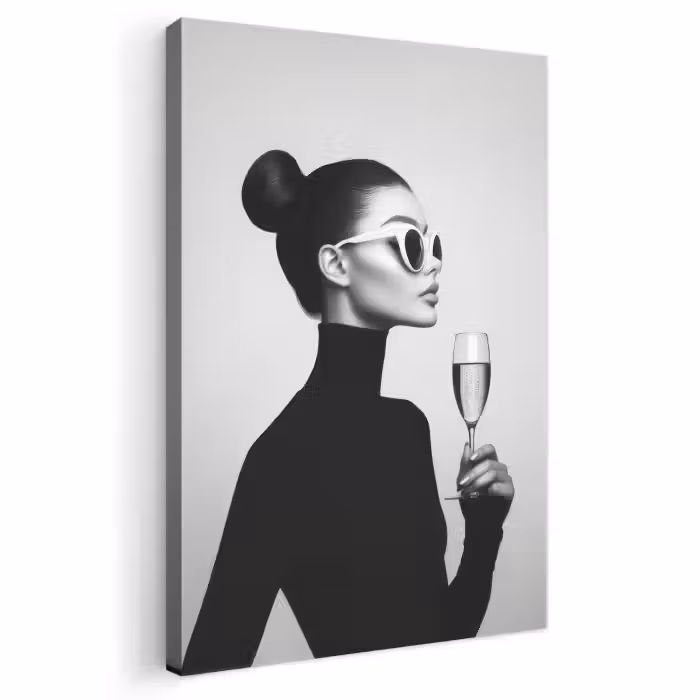 Leinwandbild - Frau - Champagner - Modern