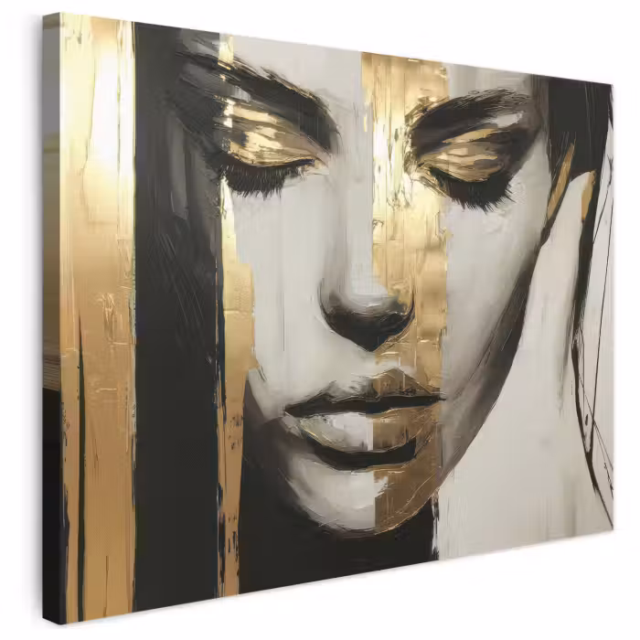 Leinwandbild - Augen - Gesicht - Gold - Streifen