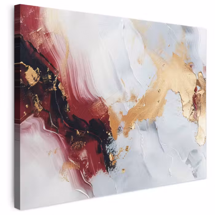 Leinwandbild - Rot - Abstrakt - Gold - Modern