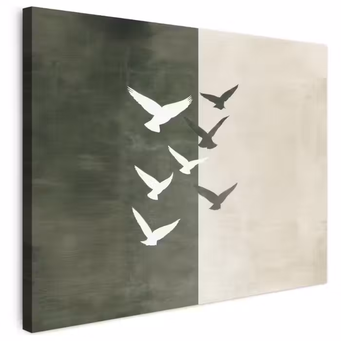 Leinwandbild - Japandi - Vogel - Grün