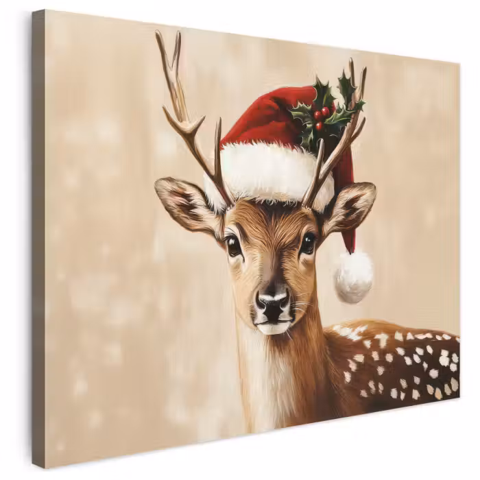 Leinwandbild - Weihnachten - Hirsch - Geweih - Rot