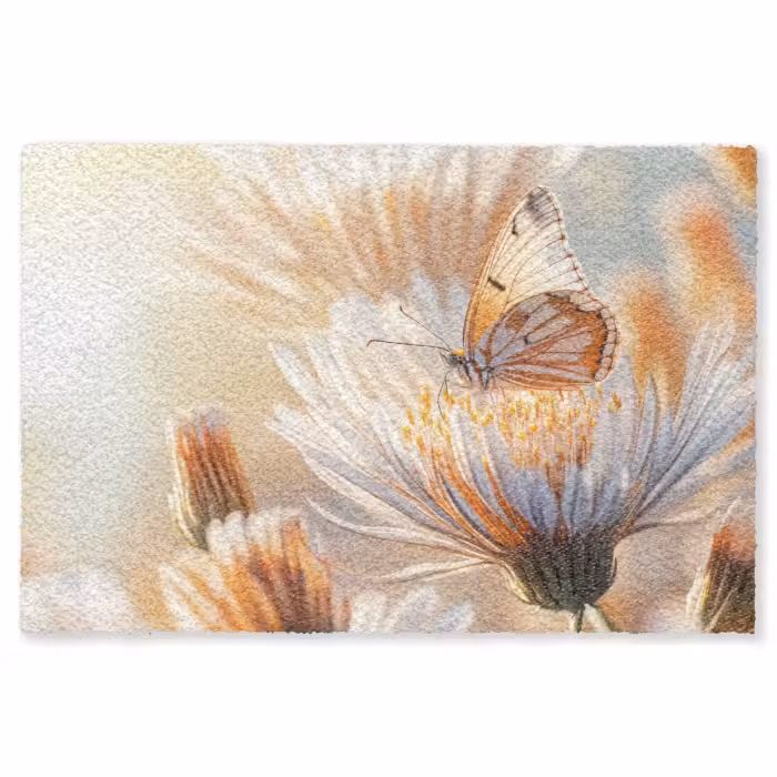 Fußmatte - Schmetterling - Blume - Orange