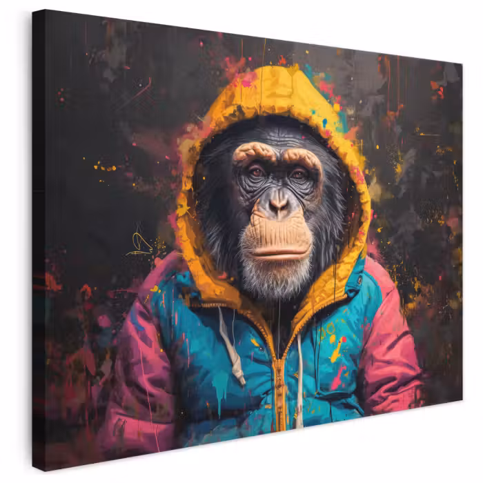 Leinwandbild - Graffiti - Schimpanse - Mantel - Affe - Farbe