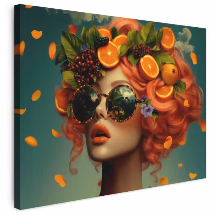 Leinwandbild - Weiblich - Orange - Beere - Orange