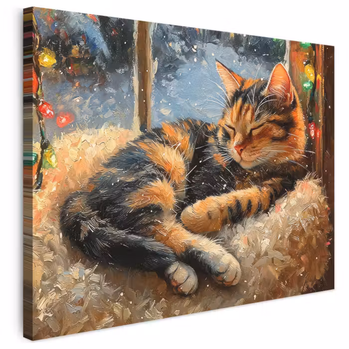 Leinwandbild - Katze - Weihnachten - Winter - Tier