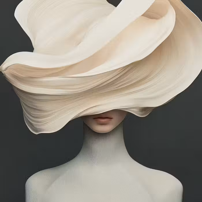 Tapete - Frau - Beige - Hut