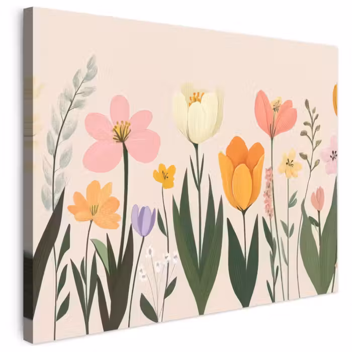 Leinwandbild - Pastelltöne - Blumen - Illustration