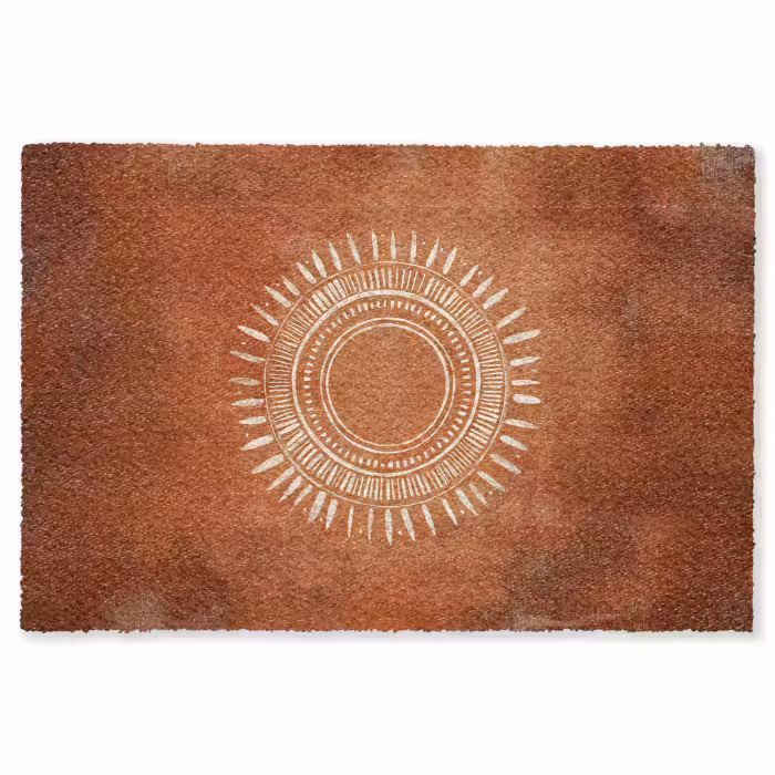 Fußmatte - Abstrakt - Linien - Sonnenstrahlen - Rötlichbraun