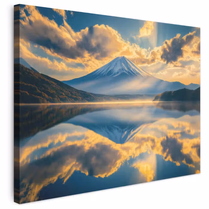 Leinwandbild - Berg - Fluss - Sonnenuntergang