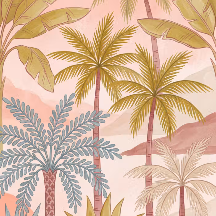 Tapete - Illustration - Palmen - Farbenfroh