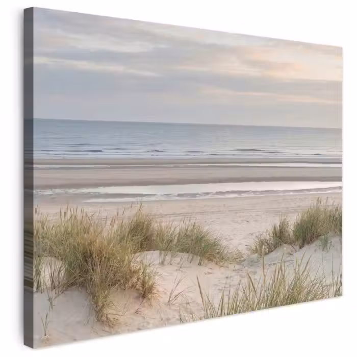 Leinwandbild - Sandstrand - Bewölkt - Dünen