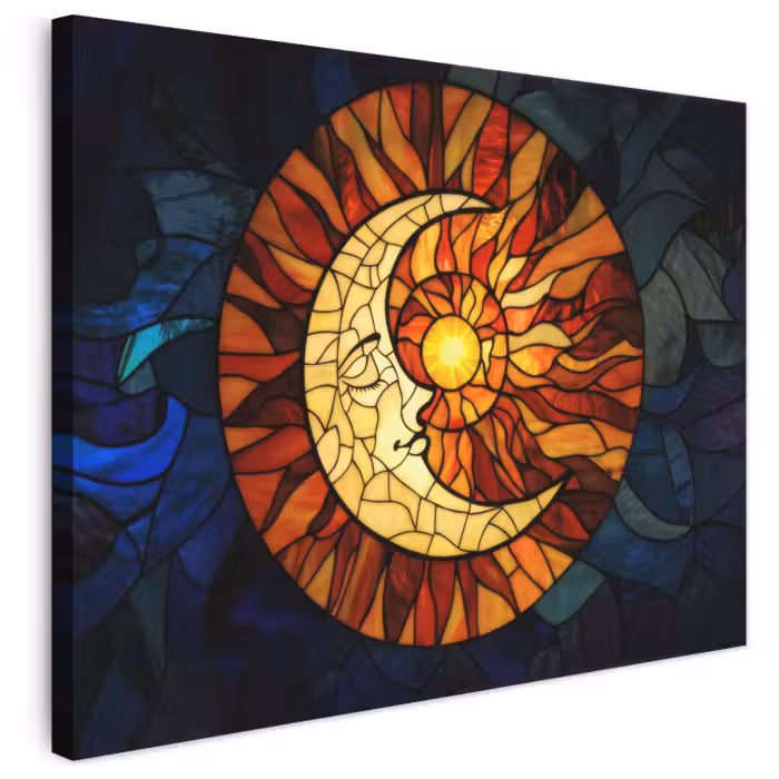 Leinwandbild - Mosaik - Glas - Mond - Dunkelblau