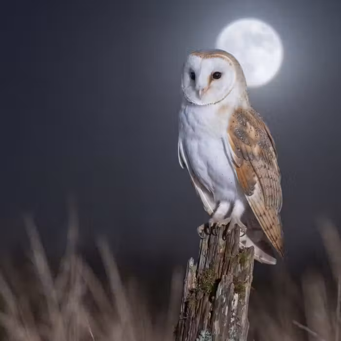 Tapete - Schleiereule - Mond - Nacht
