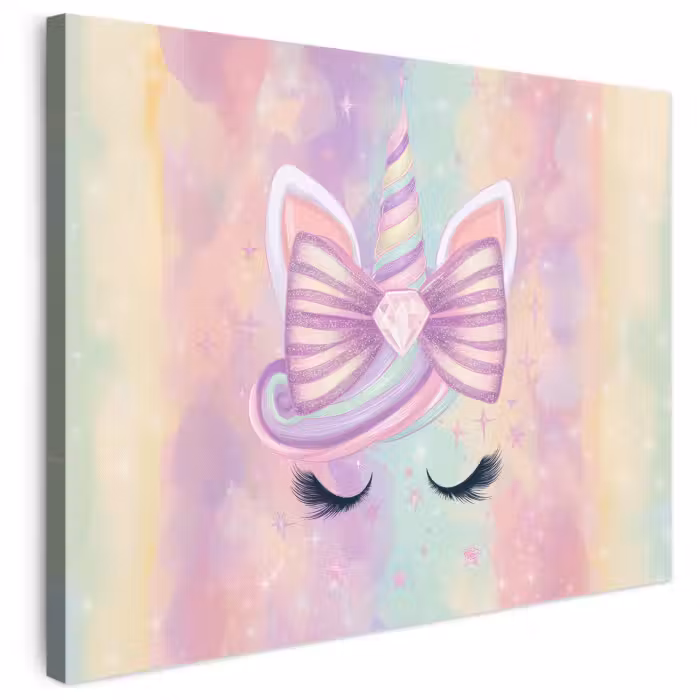 Leinwandbild - Einhorn - Glitzer - Regenbogen - Pastell