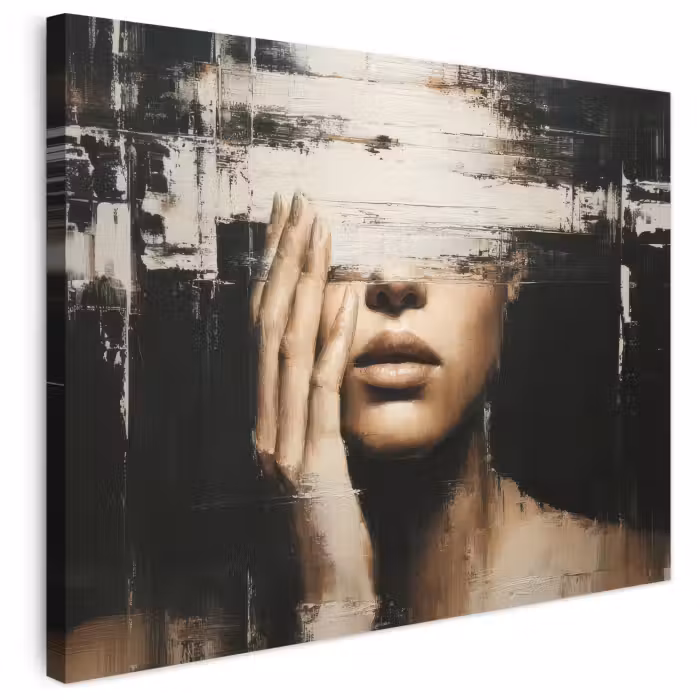 Leinwandbild - Hand - Gesicht - Streifen - Abstrakt
